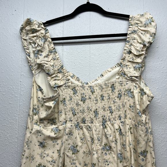 Cider Babydoll Milkmaid Dress Womens 1X Cotton Smocked Cottagecore Fairy Boho - Picture 7 of 15